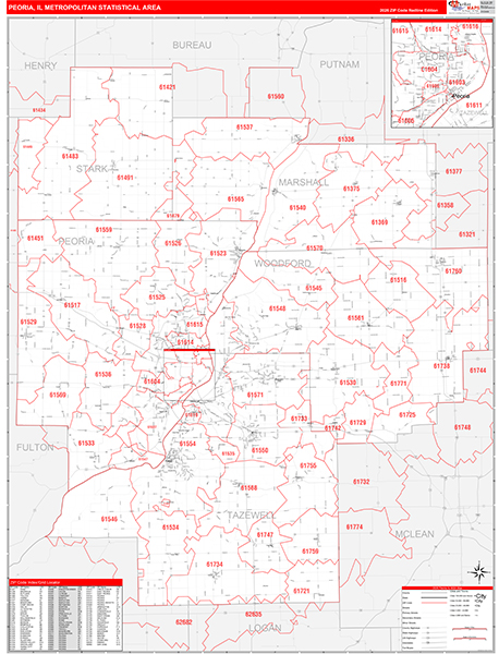 Peoria Metro Area Wall Map