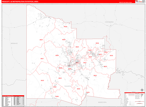 Prescott Metro Area Wall Map