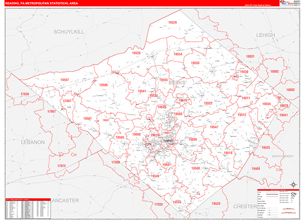 Reading Metro Area Wall Map