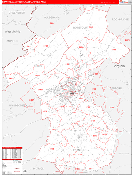Roanoke Metro Area Wall Map