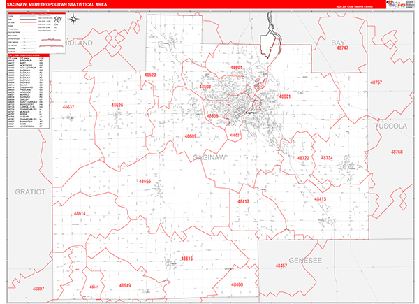 Saginaw Metro Area Wall Map