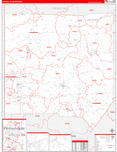 Sharon Metro Area Wall Map