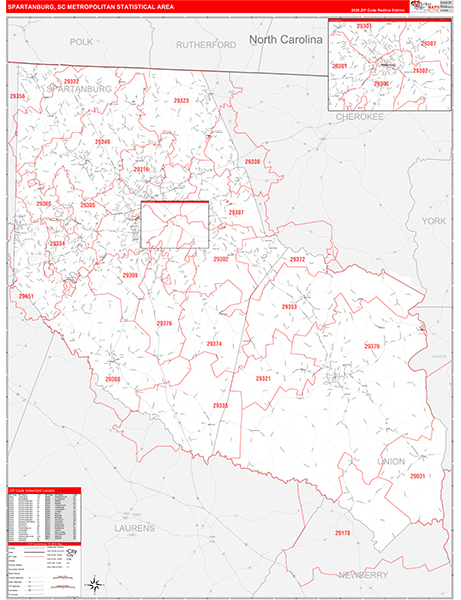 Spartanburg Metro Area Wall Map