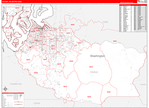 Tacoma Metro Area Wall Map