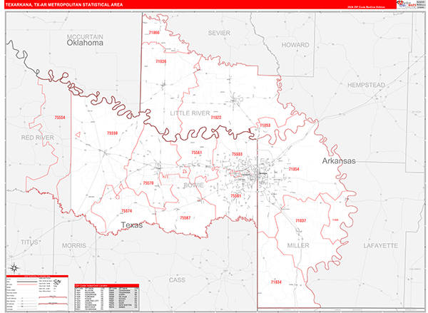 Texarkana Metro Area Wall Map