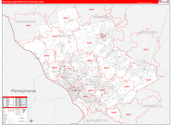 Trenton Metro Area Wall Map
