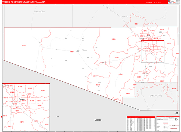 Tucson Metro Area Wall Map