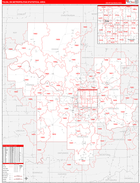 Tulsa Metro Area Wall Map