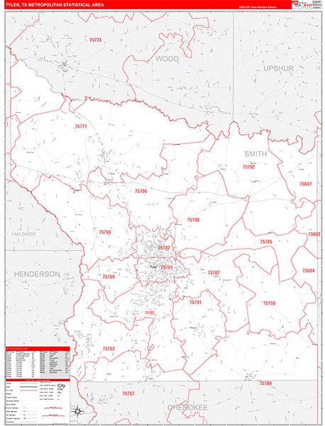 Tyler Metro Area Wall Map