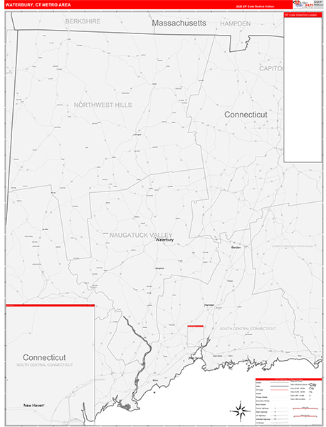 Waterbury Metro Area Wall Map