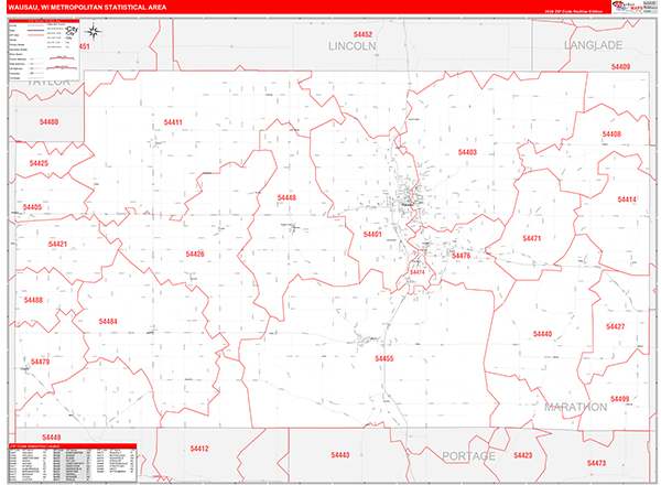 Wausau Metro Area Wall Map