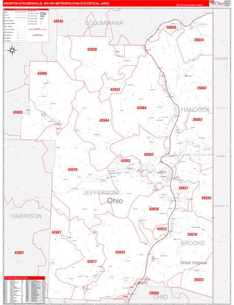 Weirton-Steubenville Metro Area, OH Zip Code Maps - Basic