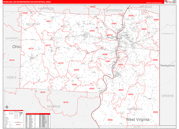 Wheeling Metro Area Wall Map