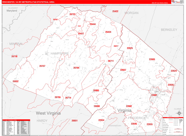 Winchester Metro Area Digital Map Red Line Style