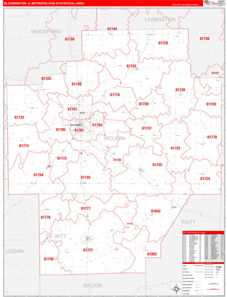 Bloomington Metro Area Wall Map