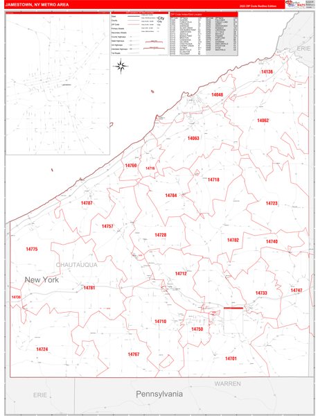 Jamestown Metro Area Wall Map