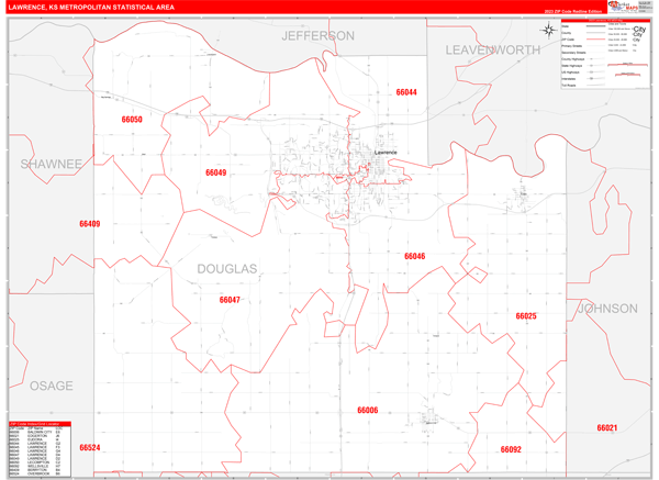 Lawrence Metro Area Wall Map