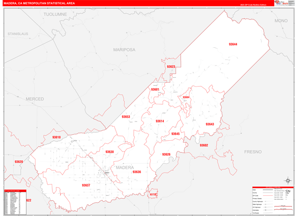 Madera Metro Area Wall Map