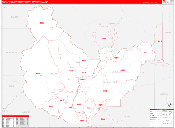 Wenatchee Metro Area Wall Map