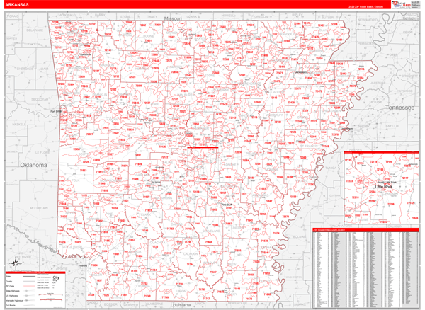 Arkansas State Map Book Red Line Style