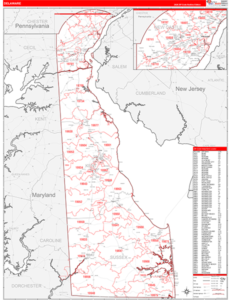 Delaware Zip Code Map