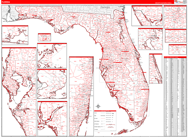 Florida  Zip Code Wall Map