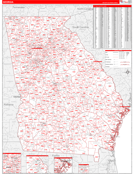 Georgia State Map Book Red Line Style