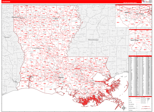 Louisiana State Map Book Red Line Style