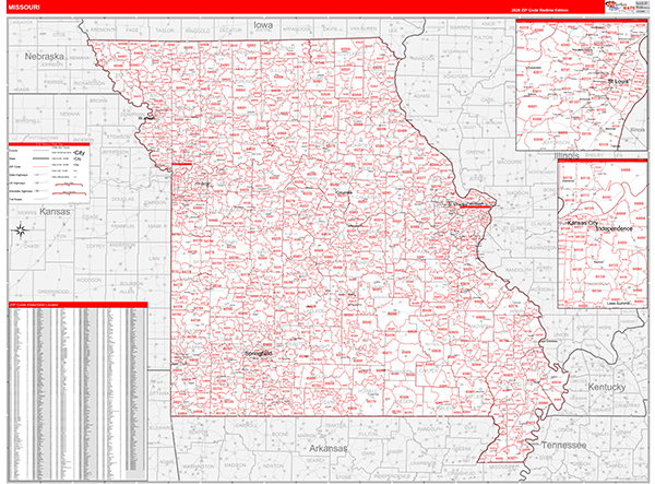 Missouri  Zip Code Wall Map