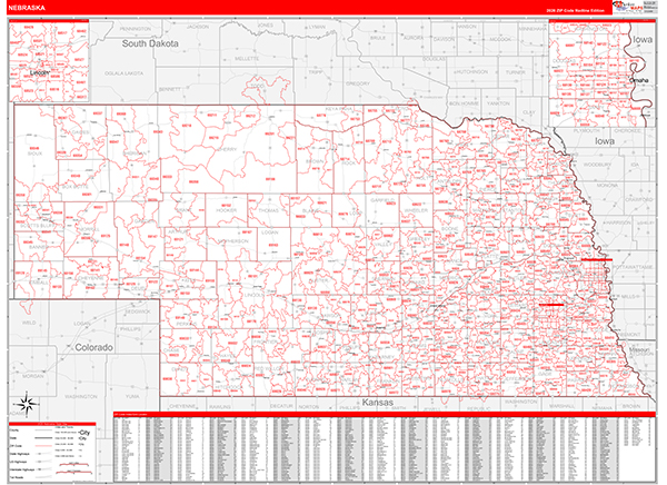 Nebraska Zip Code Map