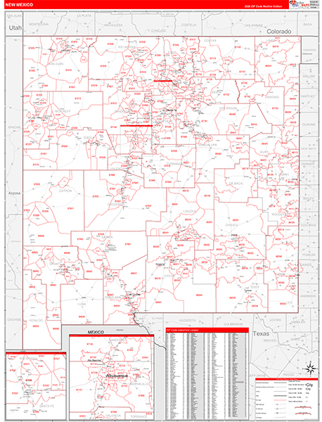 New Mexico  Zip Code Wall Map