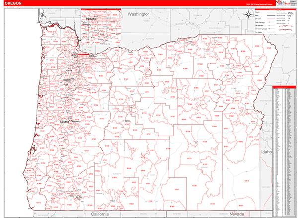 Oregon  Zip Code Wall Map