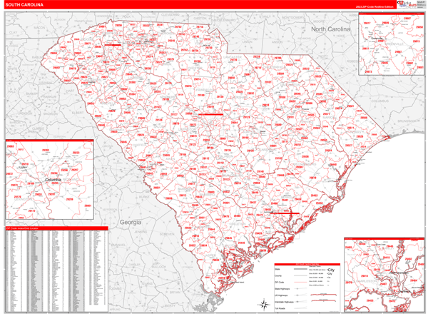 South Carolina State Map Book Red Line Style