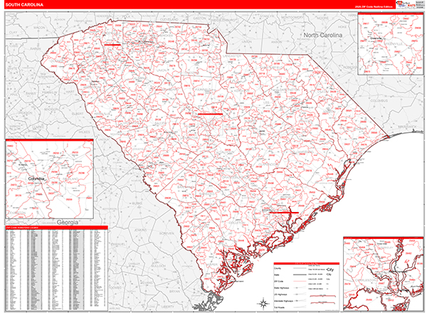 South Carolina Zip Code Map