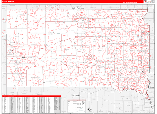 South Dakota Zip Code Map