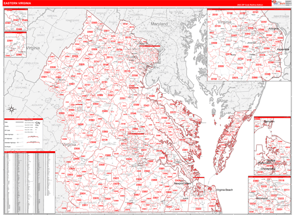 Virginia Eastern  Wall Map