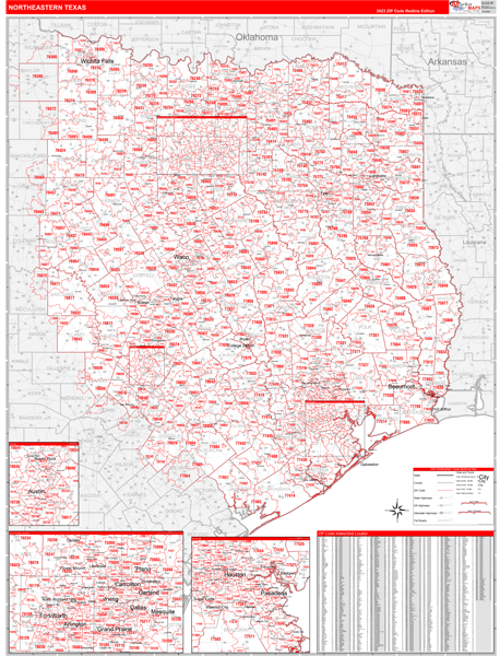 Texas North Eastern  Wall Map