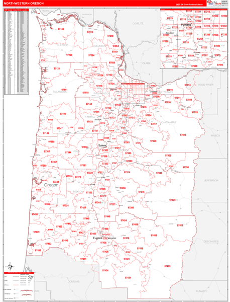 Oregon North Western  Wall Map