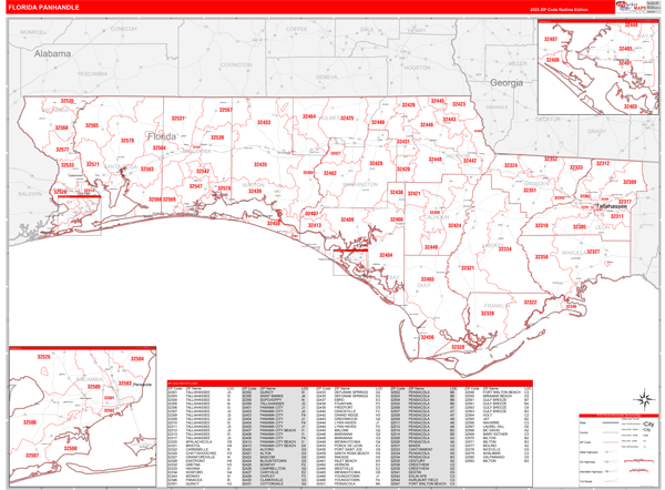 Florida Panhandle  Wall Map