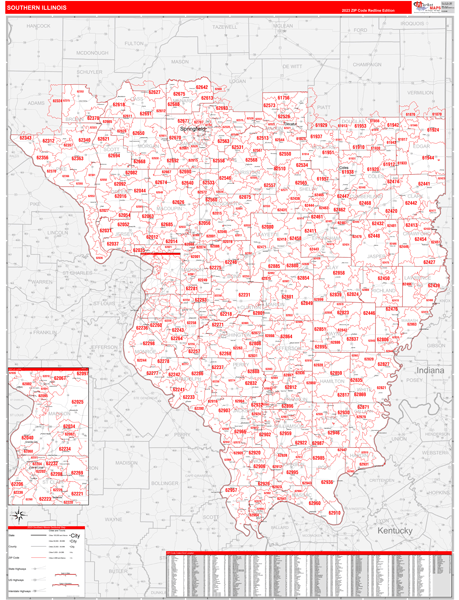 Illinois Southern  Wall Map