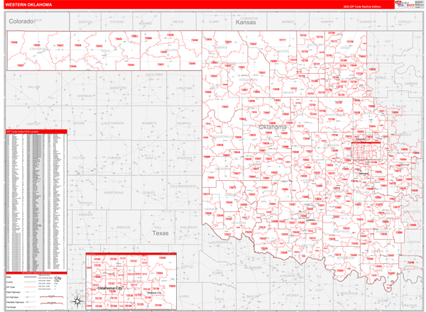 Oklahoma Western  Wall Map